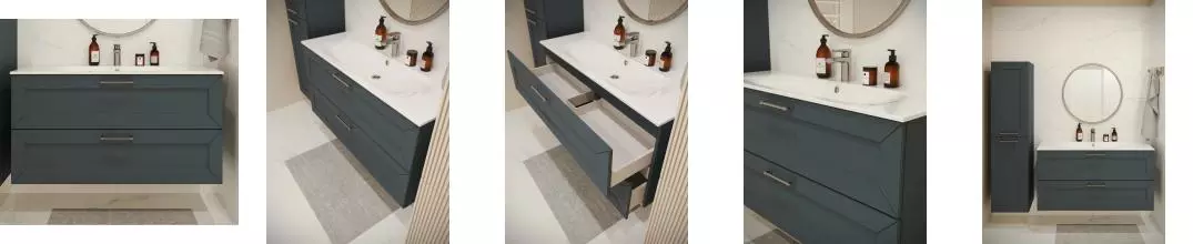 Тумба с раковиной «Terminus» Виктория 120 с 2 ящиками (Оптима 120) подвесная серый шёлк