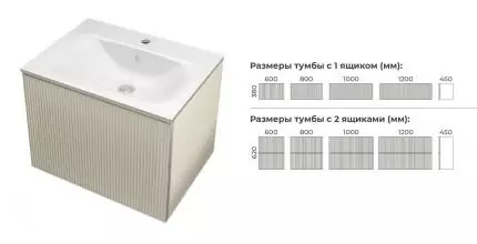 Тумба с раковиной «Terminus» Евромикс 60 с 1 ящиком (Оптима 60) подвесная айвари Тумба с раковиной «Terminus» Евромикс 60 с 1 ящиком (Оптима 60) подвесная айвари