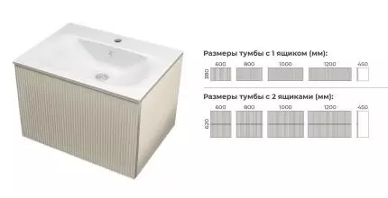 Тумба с раковиной «Terminus» Евромикс 100 с 1 ящиком (Оптима 100) подвесная айвари Тумба с раковиной «Terminus» Евромикс 100 с 1 ящиком (Оптима 100) подвесная айвари
