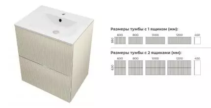 Тумба с раковиной «Terminus» Евромикс 60 с 2 ящиками (Оптима 60) подвесная айвари Тумба с раковиной «Terminus» Евромикс 60 с 2 ящиками (Оптима 60) подвесная айвари