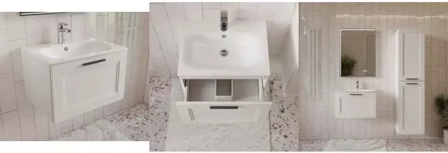 Тумба с раковиной «Terminus» Классик 60 с 1 ящиком (Оптима 60) подвесная белая