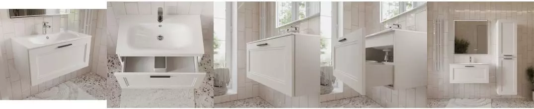 Тумба с раковиной «Terminus» Классик 80 с 1 ящиком (Оптима 80) подвесная белая