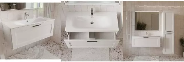 Тумба с раковиной «Terminus» Классик 120 с 1 ящиком (Оптима 120) подвесная белая Тумба с раковиной «Terminus» Классик 120 с 1 ящиком (Оптима 120) подвесная белая