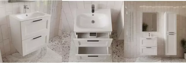 Тумба с раковиной «Terminus» Классик 60 с 2 ящиками (Оптима 60) подвесная белая