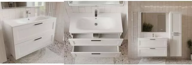 Тумба с раковиной «Terminus» Классик 120 с 2 ящиками (Оптима 120) подвесная белая