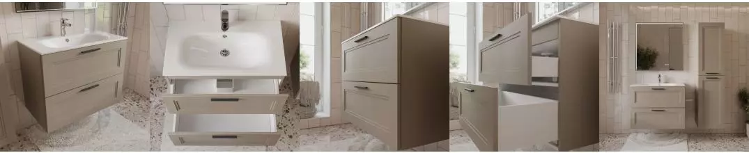 Тумба с раковиной «Terminus» Классик 80 с 2 ящиками (Оптима 80) подвесная капучино