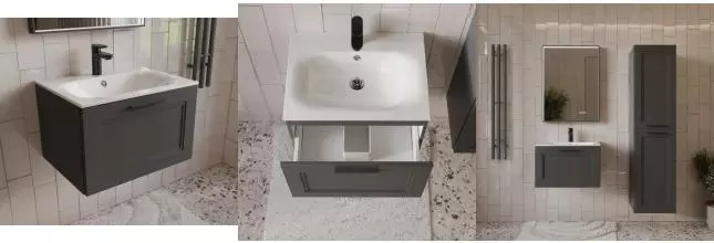 Тумба с раковиной «Terminus» Классик 60 с 1 ящиком (Оптима 60) подвесная графит