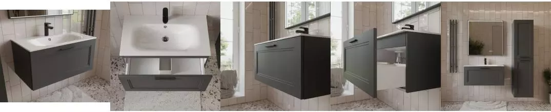 Тумба с раковиной «Terminus» Классик 80 с 1 ящиком (Оптима 80) подвесная графит