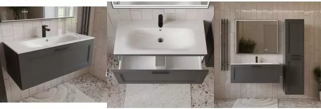 Тумба с раковиной «Terminus» Классик 100 с 1 ящиком (Оптима 100) подвесная графит Тумба с раковиной «Terminus» Классик 100 с 1 ящиком (Оптима 100) подвесная графит