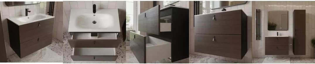 Тумба с раковиной «Terminus» Контур 80 с 2 ящиками (Оптима 80) подвесная венге/графит Тумба с раковиной «Terminus» Контур 80 с 2 ящиками (Оптима 80) подвесная венге/графит