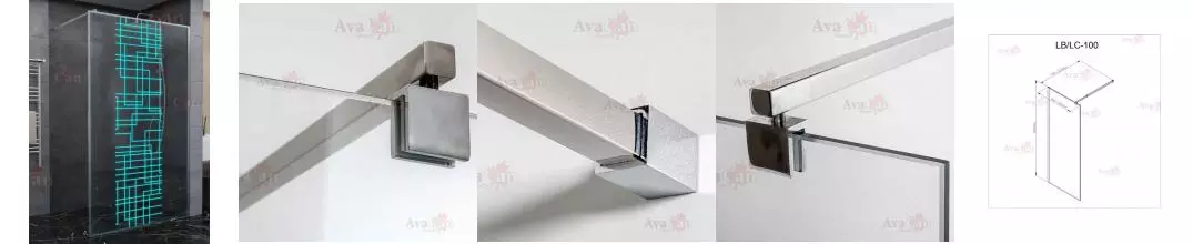 Душевая перегородка «AvaCan» LC 100 100/200 прозрачная с рисунком/хром