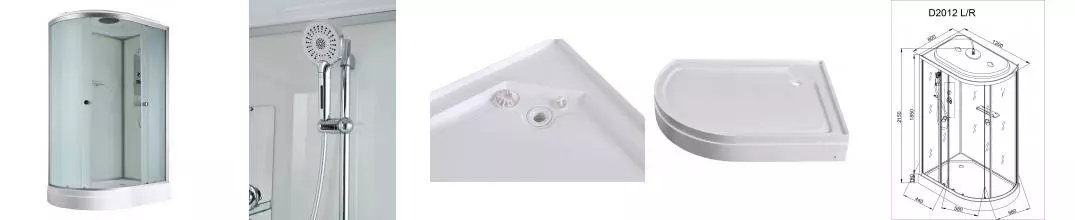 Душевая кабина «AvaCan» D2012R 120/80 низкий поддон матовая/белая правая