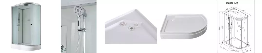 Душевая кабина «AvaCan» D2012L 120/80 низкий поддон матовая/белая левая