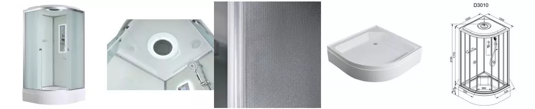 Душевая кабина «AvaCan» D3010 LED 100/100 средний поддон матовая/белая с гидромассажем с электрикой