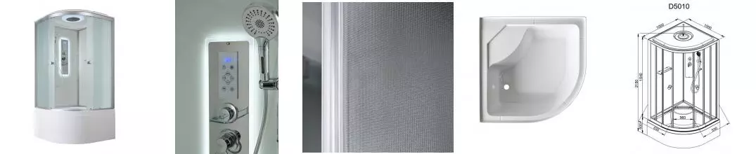 Душевая кабина «AvaCan» D5010 LED 100/100 высокий поддон матовая/белая с гидромассажем с электрикой