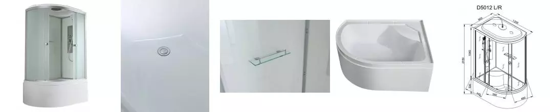 Душевая кабина «AvaCan» D5012R 120/80 высокий поддон матовая/белая правая