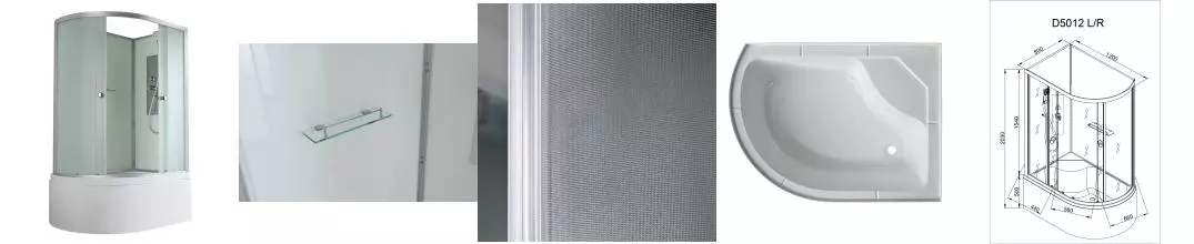 Душевая кабина «AvaCan» D5012R N 120/80 высокий поддон матовая/белая без крыши правая