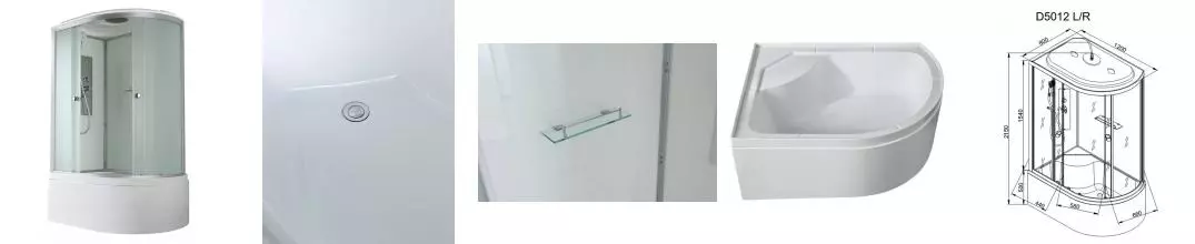 Душевая кабина «AvaCan» D5012L 120/80 высокий поддон матовая/белая левая