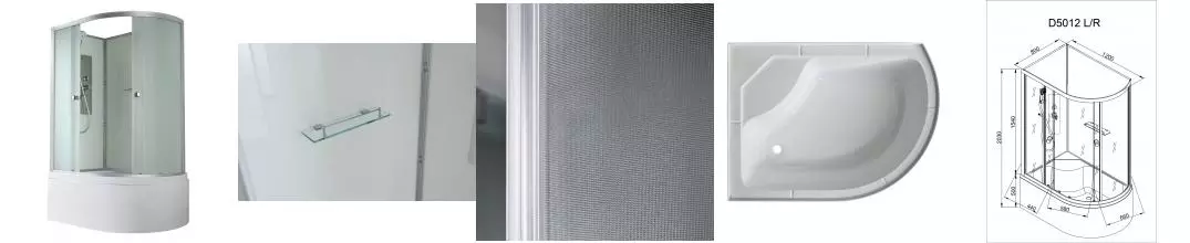 Душевая кабина «AvaCan» D5012L N 120/80 высокий поддон матовая/белая без крыши левая Душевая кабина «AvaCan» D5012L N 120/80 высокий поддон матовая/белая без крыши левая