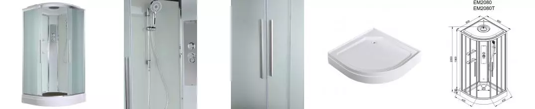 Душевая кабина «AvaCan» EM2080 80/80 низкий поддон матовая/белая