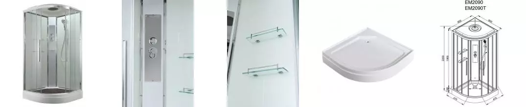 Душевая кабина «AvaCan» EM2090 T 90/90 низкий поддон прозрачная/белая