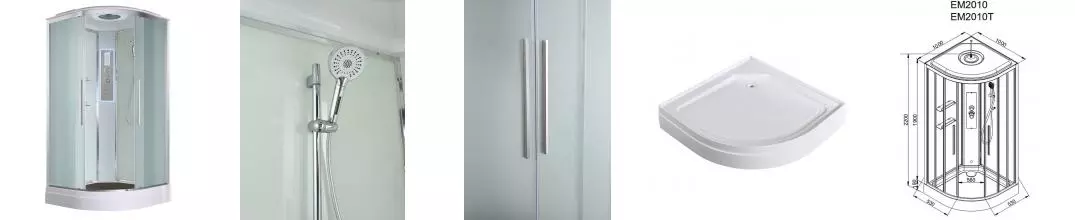 Душевая кабина «AvaCan» EM2010 LED 100/100 низкий поддон матовая/белая с гидромассажем с электрикой