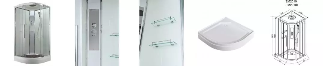 Душевая кабина «AvaCan» EM2010 T 100/100 низкий поддон прозрачная/белая