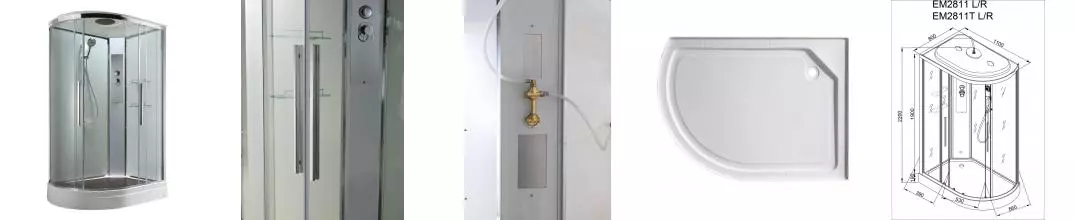 Душевая кабина «AvaCan» EM2811R T 110/80 низкий поддон прозрачная/белая правая