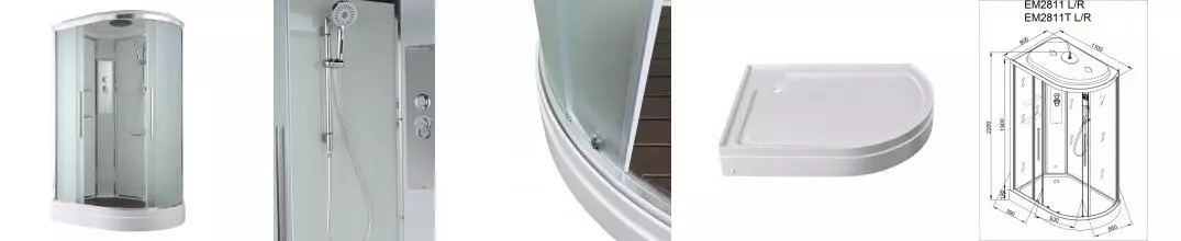 Душевая кабина «AvaCan» EM2811L 110/80 низкий поддон матовая/белая левая