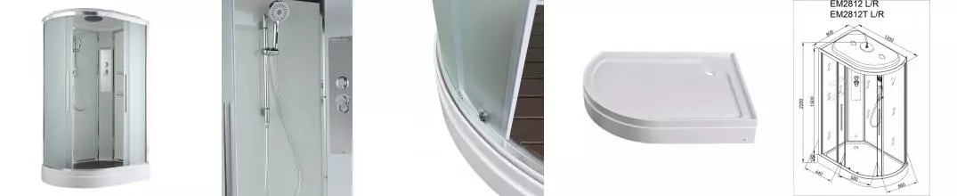 Душевая кабина «AvaCan» EM2812R 120/80 низкий поддон матовая/белая