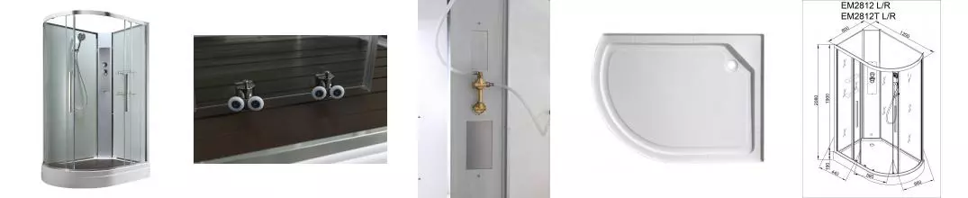 Душевая кабина «AvaCan» EM2812R NT 120/80 низкий поддон прозрачная/белая без крыши правая Душевая кабина «AvaCan» EM2812R NT 120/80 низкий поддон прозрачная/белая без крыши правая