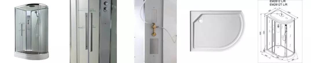 Душевая кабина «AvaCan» EM2812L T 120/80 низкий поддон прозрачная/белая левая