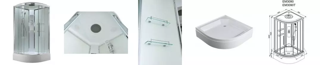 Душевая кабина «AvaCan» EM3090 T 90/90 средний поддон прозрачная/белая Душевая кабина «AvaCan» EM3090 T 90/90 средний поддон прозрачная/белая