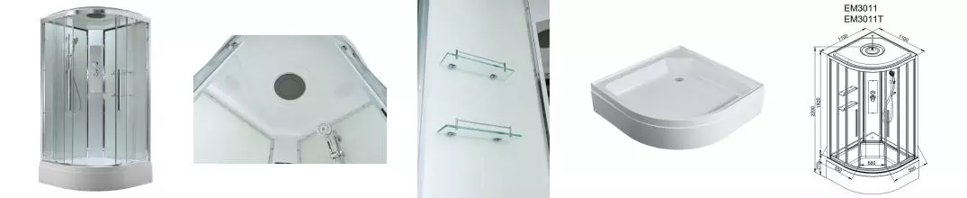 Душевая кабина «AvaCan» EM3011 T 110/110 средний поддон прозрачная/белая