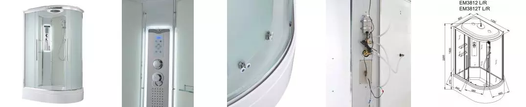Душевая кабина «AvaCan» EM3812L LED 120/80 средний поддон матовая/белая с гидромассажем с электрикой левая Душевая кабина «AvaCan» EM3812L LED 120/80 средний поддон матовая/белая с гидромассажем с электрикой левая