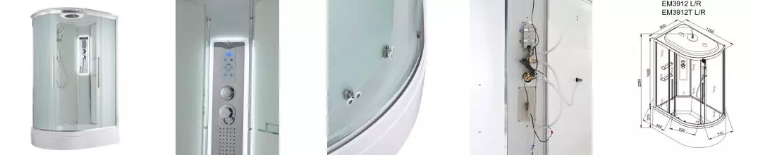 Душевая кабина «AvaCan» EM3912R LED 120/90 средний поддон матовая/белая с гидромассажем с электрикой правая Душевая кабина «AvaCan» EM3912R LED 120/90 средний поддон матовая/белая с гидромассажем с электрикой правая