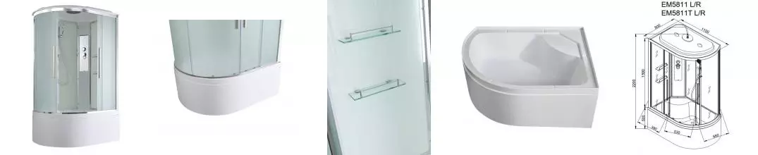 Душевая кабина «AvaCan» EM5811R 110/80 высокий поддон матовая/белая правая
