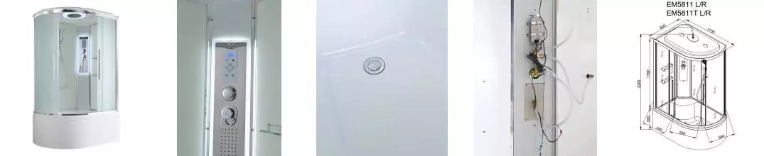 Душевая кабина «AvaCan» EM5811R LED 110/80 высокий поддон матовая/белая с гидромассажем с электрикой правая