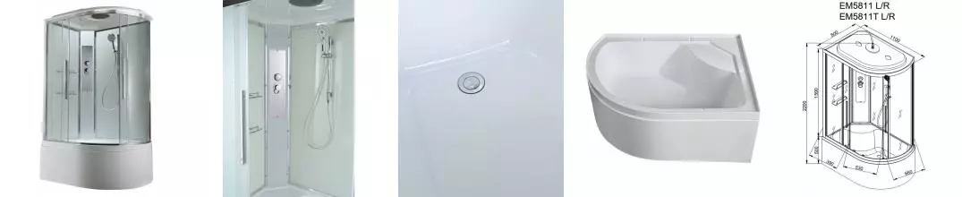 Душевая кабина «AvaCan» EM5811R T 110/80 высокий поддон прозрачная/белая правая