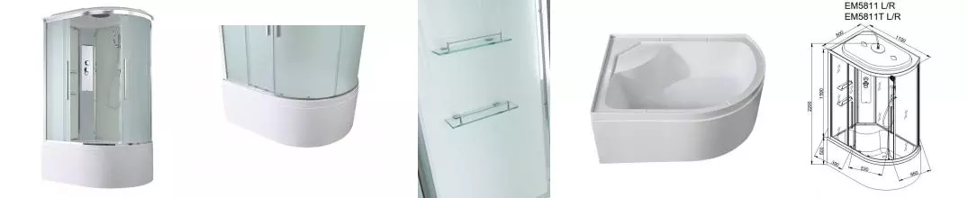 Душевая кабина «AvaCan» EM5811L 110/80 высокий поддон матовая/белая левая