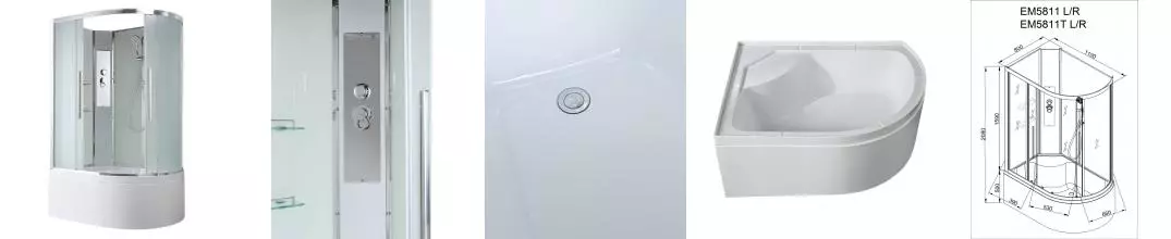 Душевая кабина «AvaCan» EM5811L N 110/80 высокий поддон матовая/белая без крыши левая Душевая кабина «AvaCan» EM5811L N 110/80 высокий поддон матовая/белая без крыши левая
