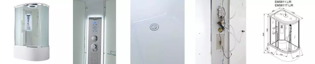 Душевая кабина «AvaCan» EM5811L LED 110/80 высокий поддон матовая/белая с гидромассажем с электрикой левая