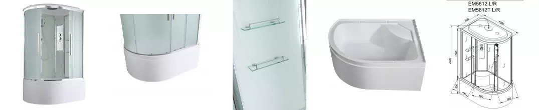 Душевая кабина «AvaCan» EM5812R 120/80 высокий поддон матовая/белая правая