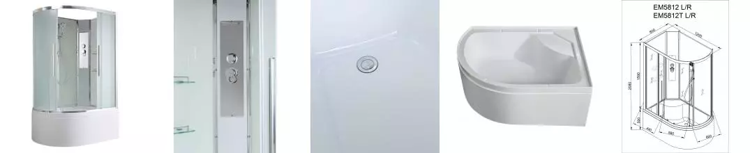 Душевая кабина «AvaCan» EM5812R N 120/80 высокий поддон матовая/белая без крыши правая