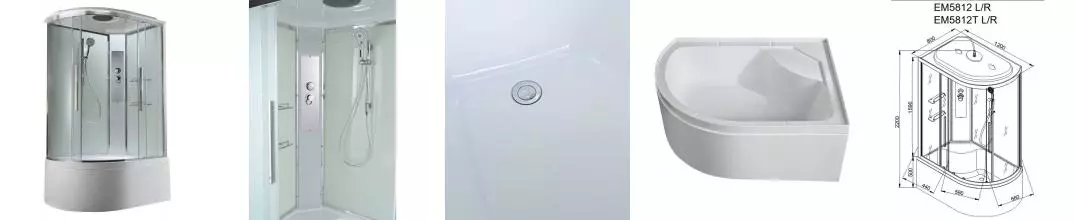 Душевая кабина «AvaCan» EM5812R T 120/80 высокий поддон прозрачная/белая правая Душевая кабина «AvaCan» EM5812R T 120/80 высокий поддон прозрачная/белая правая