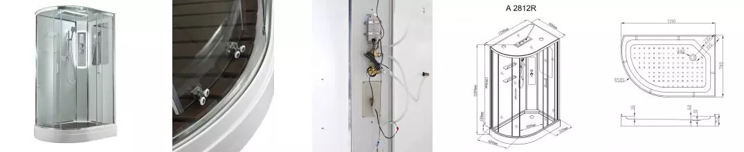 Душевая кабина «AvaCan» A2812R LED 120/80 низкий поддон прозрачная/белая с гидромассажем с электрикой правая