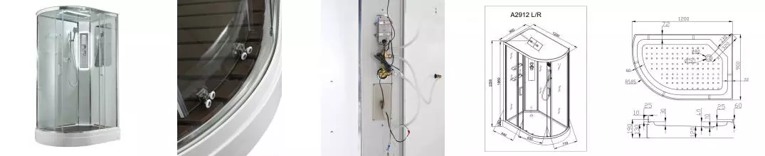 Душевая кабина «AvaCan» A2912R LED 120/90 низкий поддон прозрачная/белая с электрикой правая