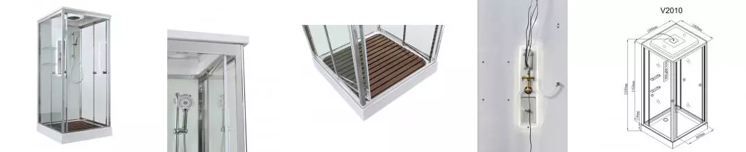 Душевая кабина «AvaCan» V2010LED 100/100 низкий поддон прозрачная/белая с гидромассажем с электрикой