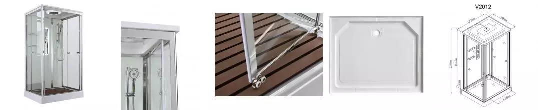 Душевая кабина «AvaCan» V2012LED 120/90 низкий поддон прозрачная/белая с гидромассажем с электрикой