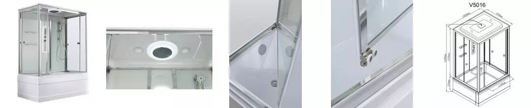 Душевой бокс «AvaCan» V5016LED 160/85 высокий поддон прозрачный/белый с гидромассажем с электрикой Душевой бокс «AvaCan» V5016LED 160/85 высокий поддон прозрачный/белый с гидромассажем с электрикой